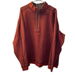 Tommy Bahama REVERSIBLE Pullover Sweater Men Size XL Orange/Brown Fishing Marlin